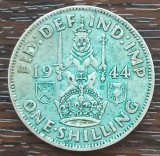 (A840) MONEDA DIN ARGINT ANGLIA - 1 SHILLING 1944, REGELE GEORGE AL VI-LEA, 5,66 GRAME, PURITATE 500, Europa