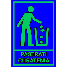 Semn informare fosforescent pastrati curatenia 10-15 cm