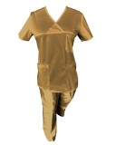 Costum Medical Pe Stil, Bej cu Elastan, Model Classic - 3XL, 3XL