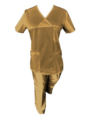 Costum Medical Pe Stil, Bej cu Elastan, Model Classic - L, XL foto