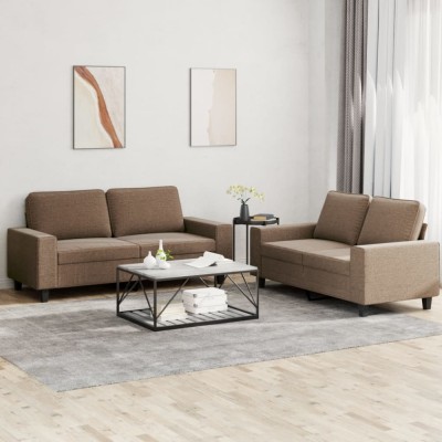 vidaXL Set de canapele, 2 piese, maro, textil foto