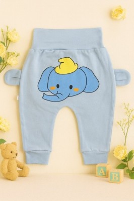 Pantaloni bleu bebe cu imprimeu vesel si urechi aplicate &amp;ndash; model confortabil foto