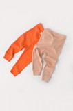 Cumpara ieftin Set 2 pantaloni bebe unisex din bumbac organic si modal - Rodie/Piersica, BabyCosy (Marime: 12-18 Luni)