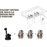Pachet sistem fix de muls la bidon 3 posturi( bidoane inox 30 L)