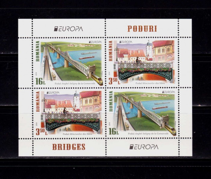 ✅RO 2018 ,LP 2188b ,&quot;Europa 2018-Poduri &quot; , bl. 2 serii , colita 731 tip II ,MNH