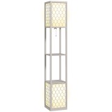 HOMCOM Lampadar cu rafturi 2 lampi 2 rafturi 4 nivele MDF gri model de fagure 26 x 26 x 156 cm gri | Aosom Romania