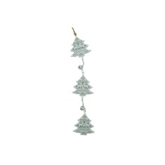 Ornament de brad trei pomi de craciun, flippy, alb, metal, 30 cm