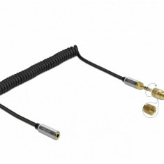 Cablu prelungitor spiralat jack stereo 3.5mm 3 pini T-M + adaptor 6.35mm 2m, Delock 85832