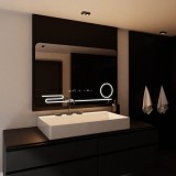 Oglinda LED Rectangulara, 120x80cm, Harmonie MotionGlow Marcello, Sistem Dezaburire, Ceas &amp; Termometru, Lupa Cosmetica, Dimabila ModernLight Concept