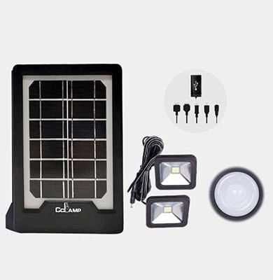 Kit panou solar cu slot USB GSM si 2 becuri lanterna LED incluse CL-08 foto