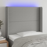 Gossi tablie de pat cu led, gri deschis, 93x16x118/128 cm, textil