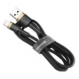 Cablu Baseus Cafule S&acirc;rmă &icirc;mpletită Din Nailon Durabil USB / Lightning QC3.0 1,5A 2M Negru-auriu (CALKLF-CV1)