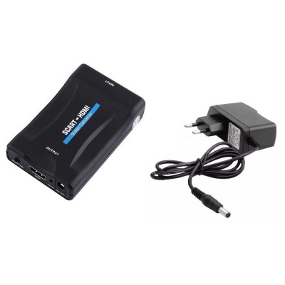 Adaptor convertor SCART la HDMI cu alimentare 5V 2A pt TV, receiver, consola foto