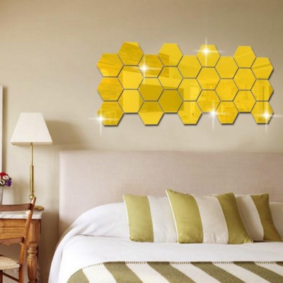 Set 12 buc Oglinzi Design Hexagon Gold-Oglinzi Decorative Acrilice Cristal foto