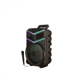 Boxa portabila cu lumini RGB, cu maner, putere 10W, MP3, USB, bluetooth, TF, WIFI, slot microfon, karaoke, acumulator, negru
