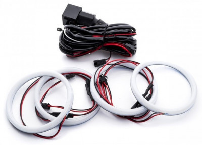 Kit Angel Eyes LED COTTON pentru BMW E46 Coupe/Cabrio cu Facelift (2003 - 2006), far cu lupa 4x106mm foto