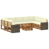 vidaXL Seturi de canapele 10 pcs Natural și Crem Lemn Solid de Acacia 3384876