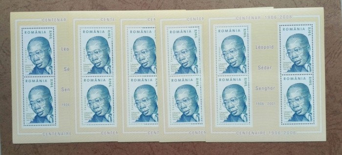 TIMBRE ROMANIA MNH LP1714 a Centenar Serdar Sengor- LOT de 5 blocuri de 4 timbre