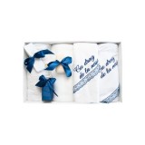 Cumpara ieftin Trusou Botez cu 7 piese personalizat cu broderie - "Cu drag de la Nasi" - ALB - BLEUMARIN- TB93