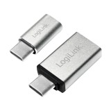 ADAPTOR LOGILINK, pt. smartphone, USB 3.1 Type-C (T) la Micro-USB 2.0 (M) sau USB 3.0 (M), argintiu, &quot;AU0040&quot; (timbru verde 0.08 lei)