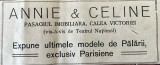 1931 Reclamă rom&acirc;nească Magazin de pălării ANNIE &amp; CELINE București interbelic Pasajul Imobiliara Calea Victoriei istoria modei Romania capitalista