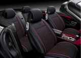 Cumpara ieftin Set huse Scaune Auto Lux Piele Ecologica Negru Rosu 9buc
