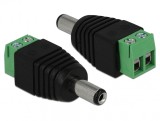 Adaptor DC 2.1 x 5.5 mm Tata la Bloc Terminal 2 pini, Delock 65396