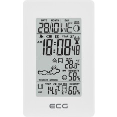 Statie meteo interior-exterior ECG MS 100 White, senzor extern fara fir, LCD,