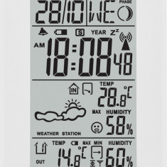 Statie meteo interior-exterior ECG MS 100 White, senzor extern fara fir, LCD, ceas, alarma