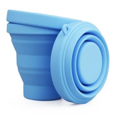 Sterilizator Cupe Menstruale, Linovit&reg;, Pliabil, Silicon medical, Reutilizabil, 230ml, Albastru deschis