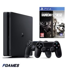 Consola Sony Playstation 4 Slim Ps4 500gb + Doua Controllere + Tom Clancy&amp;#x2019;s Rainbow Six Siege PlayStation 4, Second-Hand