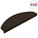 Cumpara ieftin Covorase pentru scari autoadezive, 10 buc., 65x21x4 cm, maro inchis, semirotunde, mari