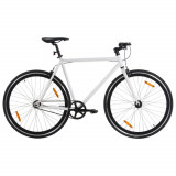 VidaXL Bicicletă cu angrenaj fix, alb și negru, 700c, 59 cm