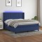 vidaXL Pat cu arcuri, saltea și LED, albastru, 160x200 cm, textil 3138651