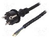 Cablu alimentare AC, 4m, 3 fire, culoare negru, cabluri, CEE 7/7 (E/F) mufa, SCHUKO mufa, PLASTROL - W-97214