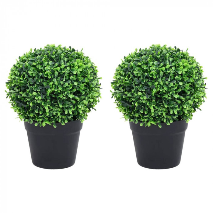 Plante artificiale cimisir cu ghiveci, 2 buc. verde 27 cm minge GartenMobel Dekor