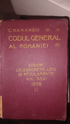 CODUL GENERAL AL ROMANIEI VOL XXVI 1938 - II foto