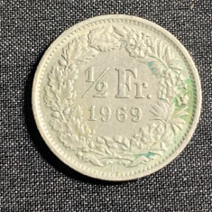 Moneda 1/2 franci 1969 Elvetia