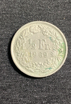 Moneda 1/2 franci 1969 Elvetia foto
