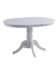 Masa extensibila living KL Willy, cadru lemn masiv, MDF Furniruit, 4 persoane, 90-123x90x76 cm, Alb
