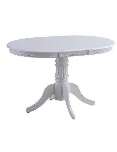Masa extensibila living KL Willy, cadru lemn masiv, MDF Furniruit, 4 persoane, 90-123x90x76 cm, Alb