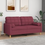 VidaXL Canapea cu 2 locuri cu pernuțe, roșu vin, 140 cm, textil 3200788