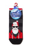 Șosete haioase Crăciun, model Cool Santa, DiWaRi 122, Gri &Icirc;nchis, 27-29 (42-45)