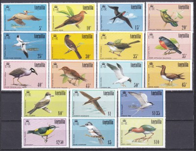DB1 Fauna Pasari Anguilla 1985 - 86 18 v. MNH foto