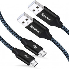 Cablu pentru controler P, iSeekerKit, pachet de 2 cabluri micro USB de 15 m PS4