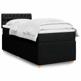 Gossi pat box spring cu saltea, negru, 100x200 cm, textil