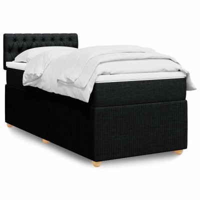 Gossi pat box spring cu saltea, negru, 100x200 cm, textil foto