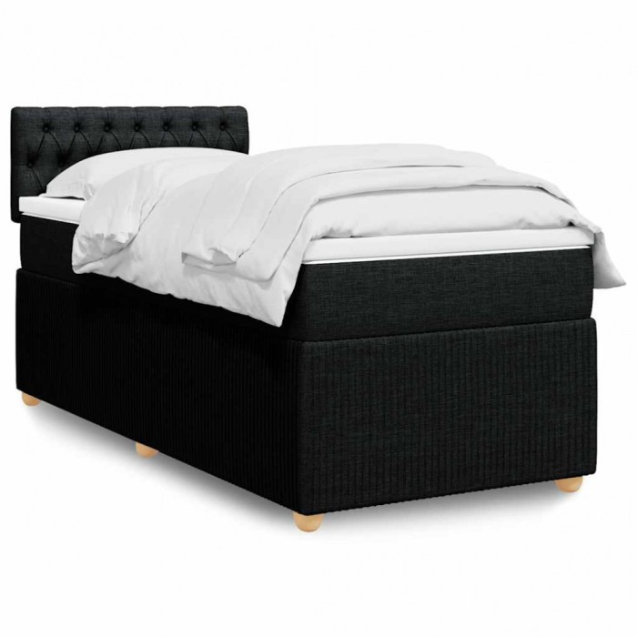 Gossi pat box spring cu saltea, negru, 100x200 cm, textil