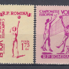 ROMANIA 1955 LP 387 CAMPIONATELE EUROPENE DE VOLEI SERIE MNH