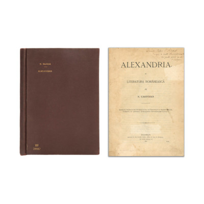 N. Cartojan, Alexandria &amp;icirc;n literatura rom&amp;acirc;nească, 1910, cu dedicație pentru Simion Mehedinți foto